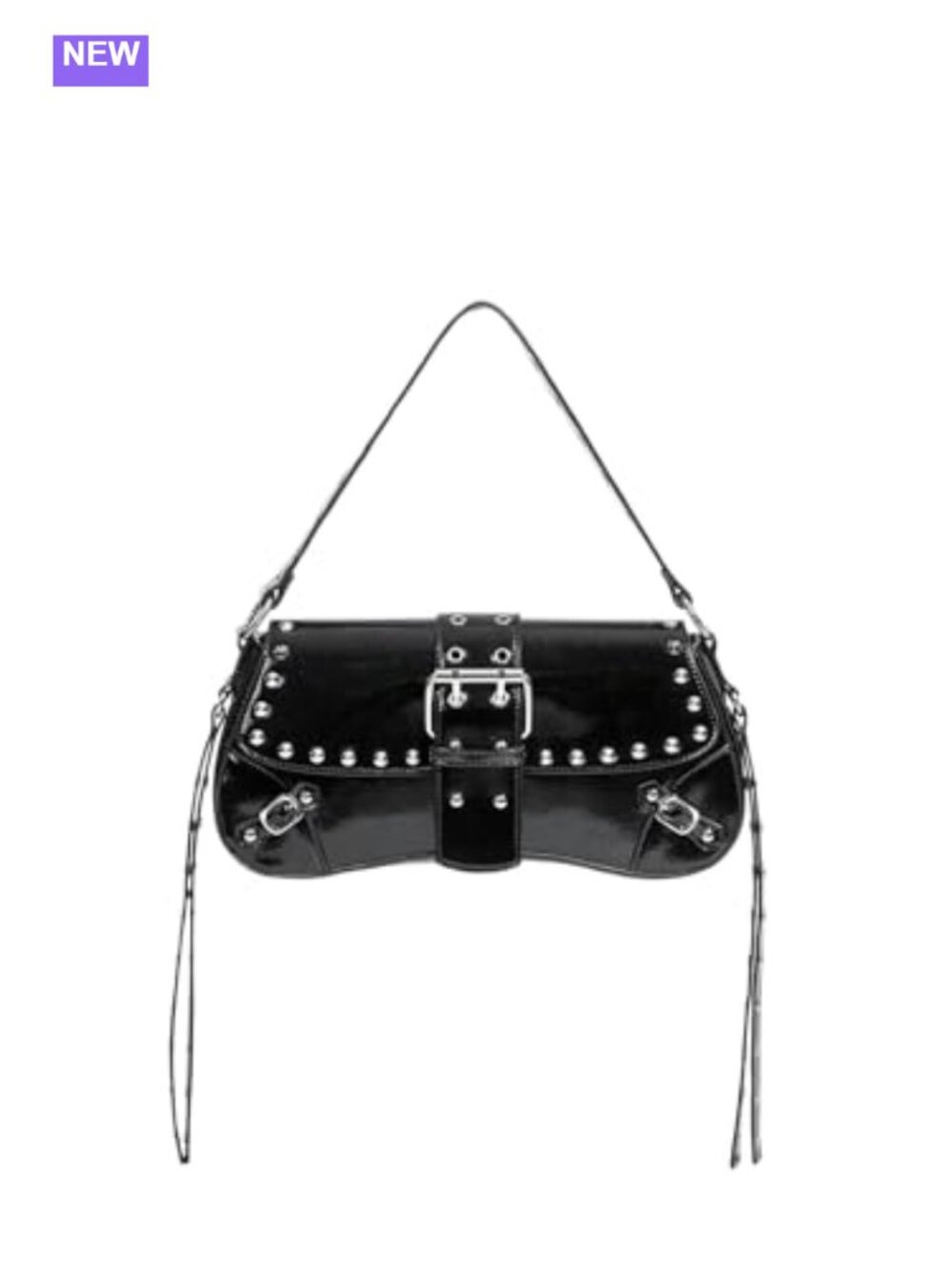Faux Leather Studded Grommet Eyelet Mini Shoulder Bag Punk Goth Handbag